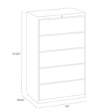 Pemberly Row 42-in Wide Metal 5 Drawer Lateral Filing Cabinet, Putty/Beige Finish