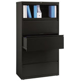 Hirsh 36 in W 5 Drawer Lateral File Cabinet, Black