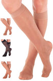 ABSOLUTE SUPPORT Made in USA - Knee Hi Compression Stockings Women 8-15mmHg for Flight Airplane Travel - Sheer Compression Support Stockings 8-15 mmHg for Women Beige, Large