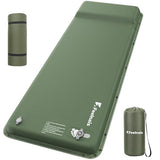 Feelnais Camping Sleeping Pad, Built-in Foot Pump Inflatable Sleeping Pads, Memory Foam Mattress with Pillow, 4 Season Camping Mattress Pad, Camping Essentials Gear for Tent, Car, Hiking - Green