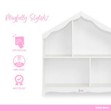 Evolur Barbie Rose Hutch/Bookcase – 7 Spacious Shelves for Toys, Books, and Keepsakes