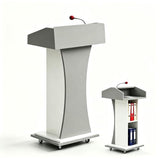 Mobile Rolling Curved Lectern Podium with Storage