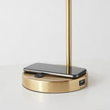 Brightech Elizabeth Table Lamp with Wireless Charging Pad and USB Port, Bedside Reading Lamp, Vintage Brass Gold Desk Lamp, Nightstand Lamp
