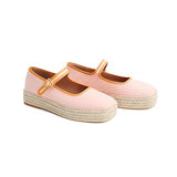MAIJED Mary Jane Woven Espadrilles for Women Round Toe Ballerina Shoes Canvas Summer Flats Pink US8