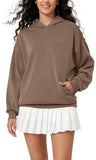 ODODOS Women's Modal Soft Oversized Hoodies Long Sleeve Hooded Sweatshirts Pullover Top with Kangaroo Pocket, Nutria, Small