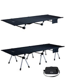 iClimb Super Easy Assemble Folding Cot Ultralight Compact Heavy Duty with Carry Bag for Adults Camping Backpacking (Black, Two Heights)