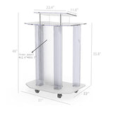 FixtureDisplays® Acrylic Podium Wood Pulpit Large Lecterm for Church School Conference Plexiglass