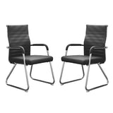 Okeysen Office Guest Chairs Set of 2, Modern Leather Reception Chairs with Mid Back & Sled Base
