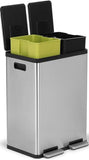 Simpli-Magic 60 Liter / 16 Gallon Rectangular Hands-Free Dual Compartment Recycling Kitchen Step Trash Can with Soft-Close Lid