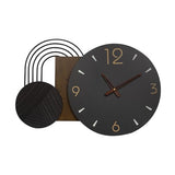 Anmotpe Wall Clock Modern Battery Operated Black Big Clocks Metal& Wood Retro Style Large Wall Watch Metal Walnut Dial Wall Clock Perfect for Modern Home,Office 26inchX18inch