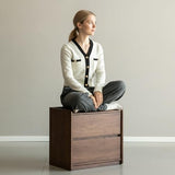 YESWOOD 100% Solid Wood Nightstand, Walnut Night Stand with Drawers