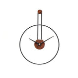 AMAATE Modern Minimalist Wall Clock, Black Metal Ring and Wooden Face, Natural Style Silent Non-Ticking for Living Room, Bedroom, Office Decor, 21.6"x28.7"