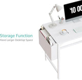 White Small Desk with Drawers - 40 Inch Computer Desk for Small Space Home Office, Modern Simple Study Writing Table PC Desks