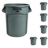 Rubbermaid Commercial Products BRUTE Heavy-Duty Round Trash/Garbage Can, 20-Gallon, Gray, Outdoor Waste Container
