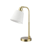 GLOBE Electric 61000057 16" Desk Lamp, Matte Brass Finish, White Shade, Adjustable Pivot Joint, Rotary Switch on Socket