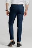 GINGTTO Men's Stretch Dress Pants Slim Fit Skinny Suit Pants Navy Blue 30 (157–176 lbs)