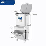 POGHDBXA Trash Can, Large Capacity Plastic Step Pedal Trash Can Bin Dual Compartment Hands Free Kitchen Bathroom