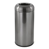 Stainless Steel Trash Can Outdoor Large Garbage Can with Lid Open Top Trash Bin Commercial Big Kitchen Garbage Bin