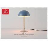 Globe Electric 52942 15" Blue Desk Lamp with Brass Accents, in-Line On/Off Rocker Switch, Ideal for Bedroom, Office Decor