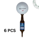 Putt Light Beer Bottle Golf Tee - Unbreakable and Recyclable Plastic Tee 6 Pack - Golf Gift for Men - Bachelor Party