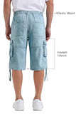 Heyfanee Mens Cargo Jean Shorts Relaxed Fit Denim Shorts for Men Blue Baggy Loose Fit Jorts Below Knee 32