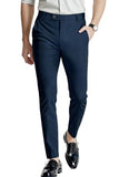 GINGTTO Men's Stretch Dress Pants Slim Fit Skinny Suit Pants Navy Blue 30 (157–176 lbs)