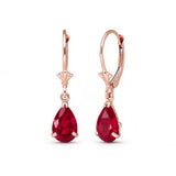 Galaxy Gold 14K Solid Gold 3.5 Carat Lab Grown Ruby Pear Drop Earrings