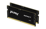 Kingston FURY Impact 32GB (2x16GB) 6400MT/s CL38 DDR5 SODIMM | Intel XMP 3.0 | Plug N Play | Laptop Memory