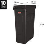 Rubbermaid Commercial Products Slim Jim Plastic Rectangular Trash/Garbage Can/Bin with Venting Channels 23 GAL