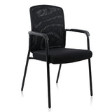Mesh Back Stacking Office Arm Chairs with Upholstered Fabric Seat and Ergonomic Lumber Support