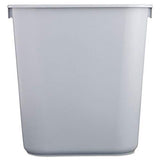Rubbermaid 2955GRA Deskside Plastic Wastebasket, Rectangular, 3 1/2 gal, Gray