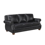 Lexicon 86" W Sofa, Top Grain Leather Match Comfy Sofa with Nailhead Trim, Rolled Arms