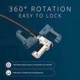 PortLock Combination Laptop Lock for USB-C Slots, 6ft Carbon Steel Security Cable, Resettable 4-Digit Code