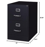 Row Metal 2-Drawer Legal Width Vertical Filing Cabinet, 26.5" D, Black Finish, Commercial Grade Steel Construction