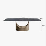 POVISON 79" Modern Dining Table Set, Black Kitchen Table and Grey PU Chairs