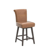 CHITA 26" Counter Height Swivel Bar Stools, Saddle Brown Faux Leather, 2-Pack