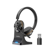 Bluetooth headset, Wireless Headset with Mic for Work, Bluetooth 5.3, Wireless Headphones with AI Noise Cancelling