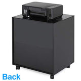 Printer Stand with Storage Adjustable Shelves, Wood Mobile Cart with Door