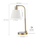 GLOBE Electric 61000057 16" Desk Lamp, Matte Brass Finish, White Shade, Adjustable Pivot Joint, Rotary Switch on Socket