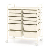 12-Drawer Rolling Storage Cart, Moveable Art Craft Organizer W/Lockable Wheels, Metal Shelf