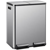 Kitchen Trash Can, 2×8-Gallon Garbage Can with Lid, Stainless Steel Trash Bin with 2 Removable Inner Buckets