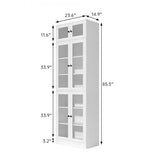 VOWNER 85.5" H Bookshelf Single Pack - Glass Door Design, 7 Tier Book Shelf, Curio Cabinets with Storage