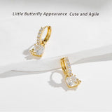 YOIHUR Cute Gold Hoop Earrings for Valentine's Day, 14K Gold Plated Hypoallergenic Jewellery CZ Huggie Drop Earrings, Zircon Butterfly Pendants Earring Jewelry Gifts for Women