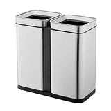 Outdoor Trash Cans Bins 2 Bin Foot Pedal Trash Can with Lid Stainless Steel Trash Bin