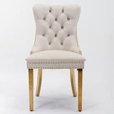 HomVent 68''Gold Faux Marble Dining Table Set with 6 Beige Velvet Chair