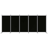 Black 5-Panel Room Divider 170.5x70.9 Inches Fabric Screen