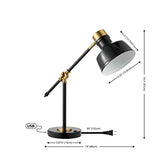 JONATHAN Y JYL7124A Allegra 18.5" Adjustable Cantilever LED Task Lamp, USB Charging Port, Classic, Coastal, Industrial, Farmhouse
