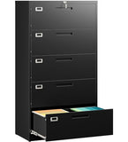 Horizontal Metal Filing Cabinets,Large Locked Wide Five Drawer File Cabinets for Office Home