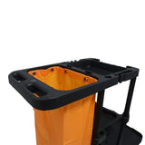 tonchean Commercial Janitorial Cart, 3-Shelf Large Capacity Housekeeping Cart with 25 Gallon Vinyl Bag