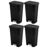 Sterilite 11.9 Gallon Rectangular Step On Kitchen Plastic Indoor Wastebasket with Wide Opening Lid and Comfort Handle for Home